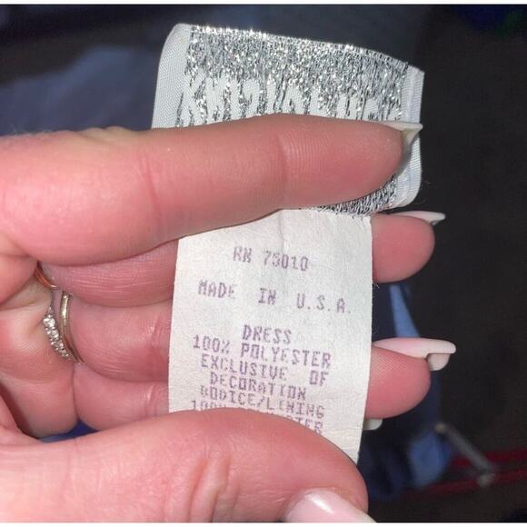 Vintage Kristopher maxi body con dress one shoulder ruched Sky blue stretch SZ M - Picture 8 of 9